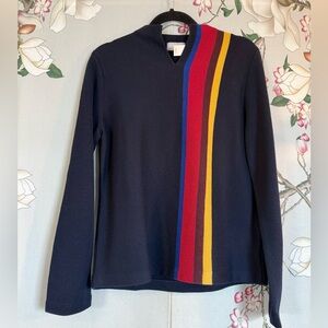Vintage Preppy Wool Sweater with Colorful Vertical Stripes